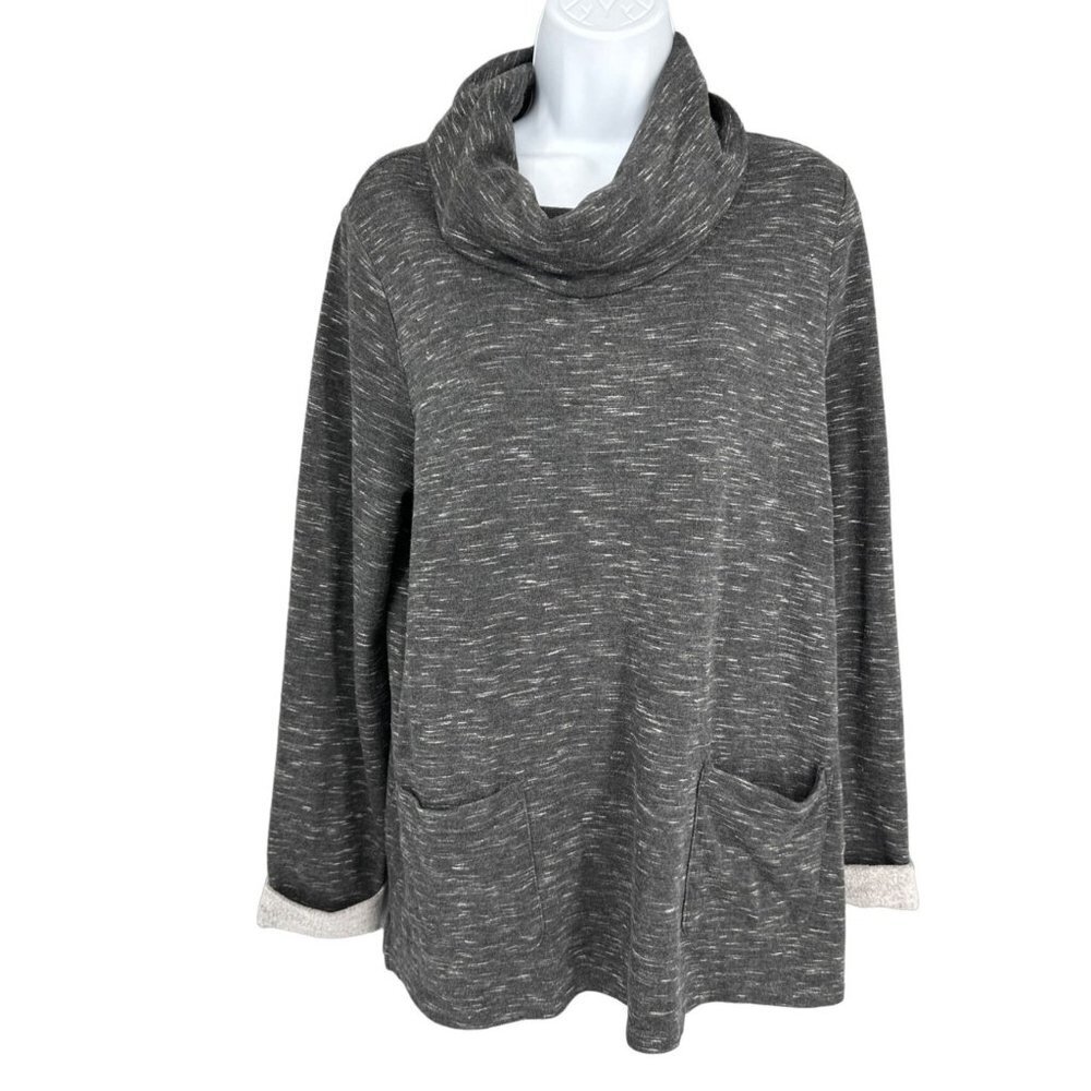 Chico's Cozi-Soft Rolled Cuff Cowl-Neck Tunic Size 2 US M
